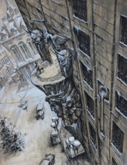 Acryl und Federzeichnung auf Papier;
65 x 50 cm Weihnachten in Gotham City