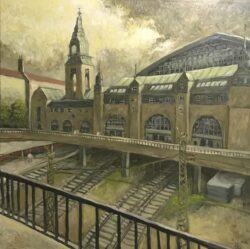 Öl auf Leinwand;
100 x 100 cm Rückansicht Hauptbahnhof
