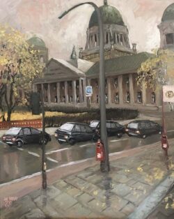 Öl auf Leinwand;
100 x 80 cm Justizgebäude im Herbst