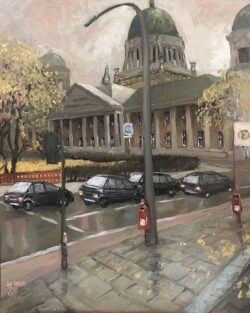 Öl auf Leinwand;
100 x 80 cm Justizgebäude im Herbst