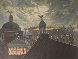 Acryl auf Papier;
50 x 65 cm Mondnacht über Rom