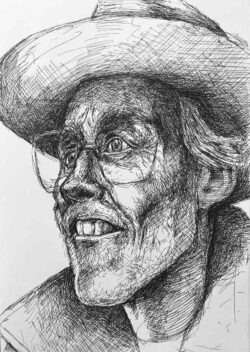 Gelstift auf Papier;
Skizzenbuch A3 Jürgen, Kritiker und Aktivist