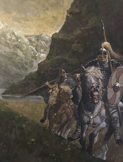 Acryl auf Papier;
65 x 50 cm Gefahr am Fjord