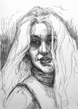 Gelstift auf Papier;
Skizzenbuch A3 Julia