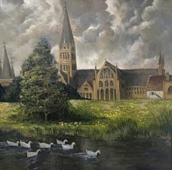 Öl auf Leinwand;
80 x 80 cm Salisbury Kathedrale