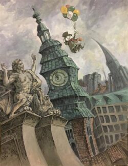 Acryl und Federzeichnung auf Papier;
65 x 50 cm Schöne Grüße aus Hamburg!