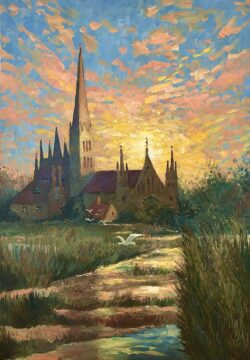 Öl auf Leinwand;
100 x 70 cm Salisbury von der Flußseite