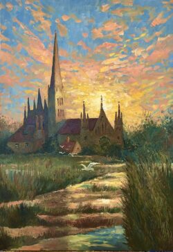 Öl auf Leinwand;
100 x 70 cm Salisbury von der Flußseite