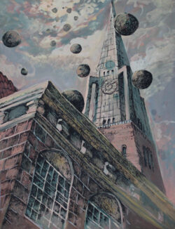 Acryl und Federzeichnung auf Papier;
65 x 50 cm Hochmut kommt vor dem Fall