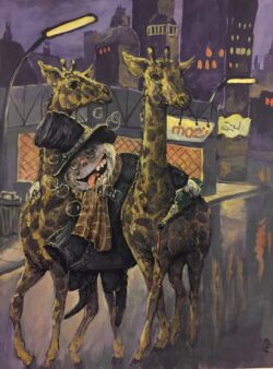 Acryl auf Papier;
65 x 50 cm Das Nacht Taxi