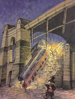 Acryl und Federzeichnung auf Papier;
65 x 50 cm Die Verspätung