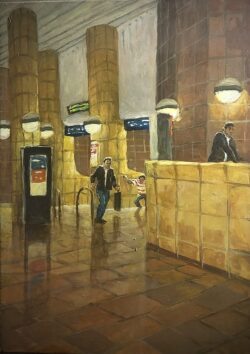 Acryl auf Leinwand;
70 x 50 cm Bahnhof Harburg