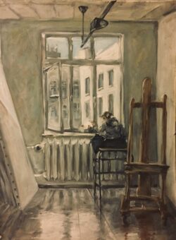 Öl auf Papier;
70 x 50 cm Die singende Studentin