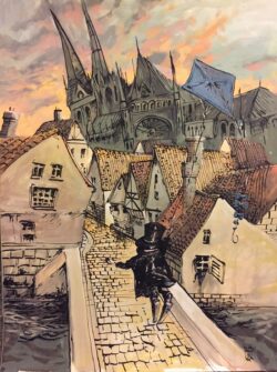 Acryl und Federzeichnung auf Papier;
65 x 50 cm Märchenhafte Reise