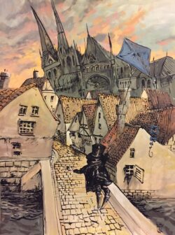 Acryl und Federzeichnung auf Papier;
65 x 50 cm Märchenhafte Reise