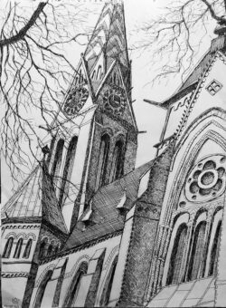 Gelstift auf Papier;
A2 Gertrudenkirche - Hamburg