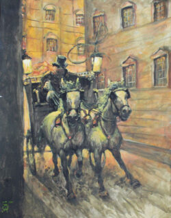 Acryl auf Papier;
65 x 50 cm Höllenfahrt durch die Nacht