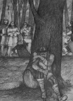 Bleistift auf Papier;
A2 Die betrunkene Wache