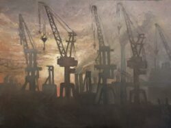 Öl auf Leinwand;
90 x 120 cm Hamburger Hafen
