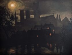 Öl auf Leinwand;
90 x 120 cm Kathedrale bei Mondschein