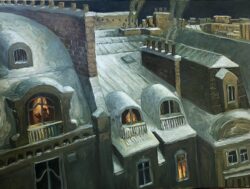 Öl auf Leinwand;
90 x 120 cm Dächer von Paris