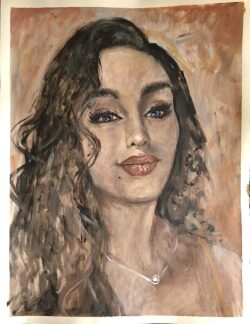 Acryl auf Papier;
65 x 50 cm Die schöne Yasmin