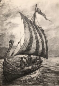 Bleistift auf Papier;
Skizzenbuch;
A3 Nordmänner