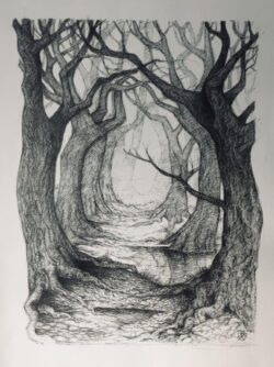 Gelstift auf Papier; 65 x 50 cm
