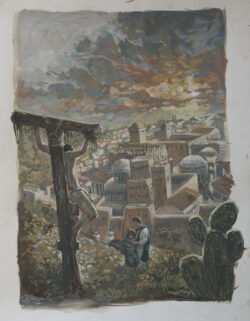 Acryl auf Papier;
65 x 50 cm Golgatha